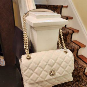 KATE SPADE NATALIA MEDIUM FLAP SHOULDER BAG IVORY WHITE LEATHER